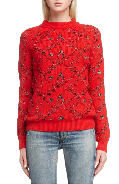 Shop Saint Laurent Deconstructed Sweater In Red/ White/ Black