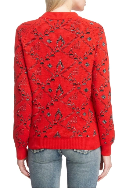 Shop Saint Laurent Deconstructed Sweater In Red/ White/ Black