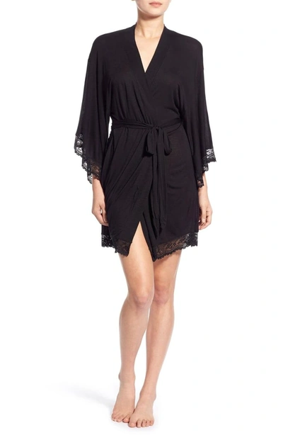 Shop Eberjey 'colette' Kimono Robe In Black