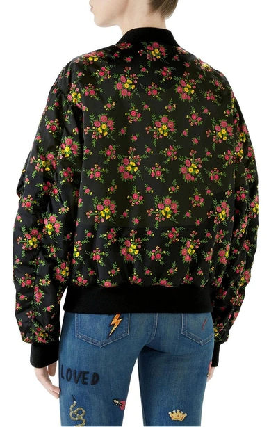 Shop Gucci Floral Bouquets Print Bomber Jacket In Multi