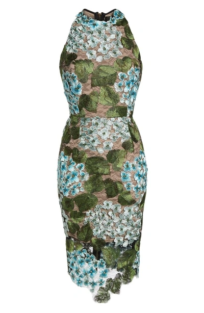 Shop Bronx And Banco Blue Cherry Hydrangea Lace Sheath Dress In Multicolor