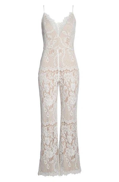 Shop Harlyn Lace Jumpsuit In White/ Nude