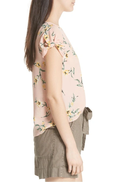 Shop Joie Elline Knot Sleeve Silk Top In Blush Sand