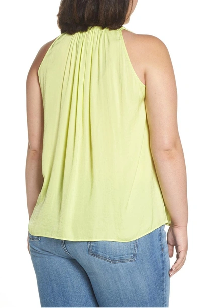 Shop Vince Camuto Rumpled Satin Keyhole Top In Island Lime