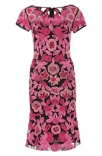 Shop Js Collections Floral Soutache Cocktail Dress In Pink/ Multi