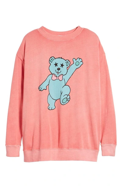 Shop Wildfox Groovy Teddy Road Trip Pullover Sweatshirt In Pigment Red Flare