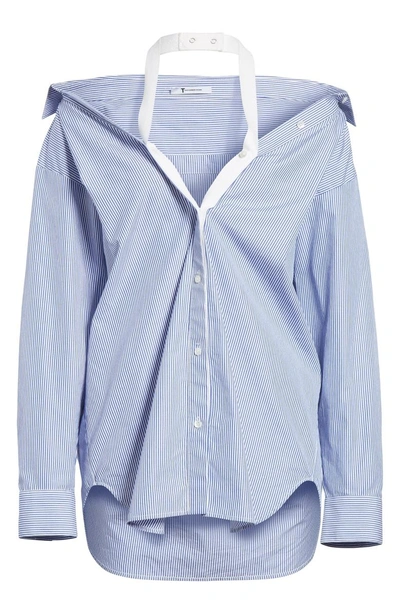 Shop Alexander Wang Stripe Poplin Shirt In Blue/ White Stripe