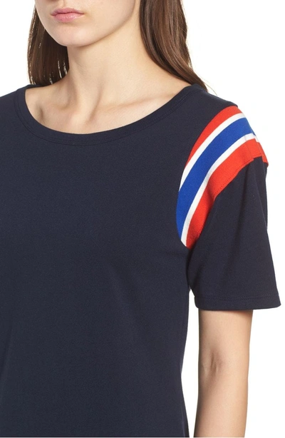 Shop Pam & Gela Sport Stripe Inset Dress In Navy