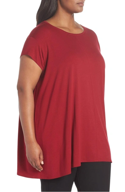 Shop Eileen Fisher Scoop Neck Tunic In China Red