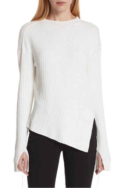 Shop Helmut Lang Twisted Paper Rib Sweater In White