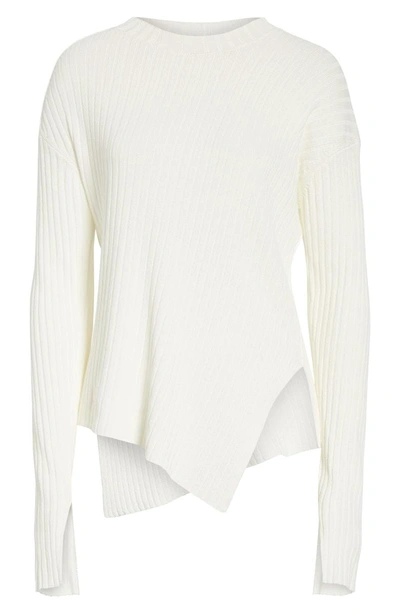 Shop Helmut Lang Twisted Paper Rib Sweater In White