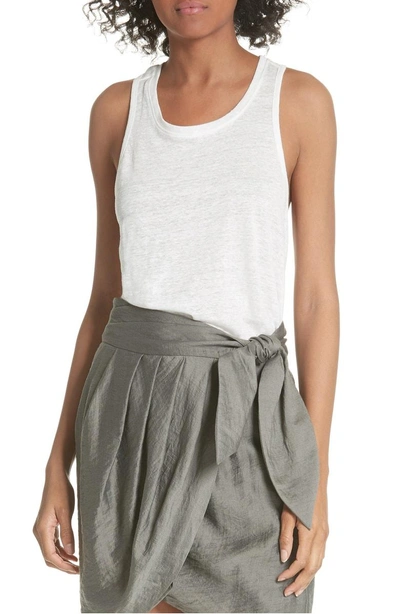 Shop Joie Rayson Twist Back Linen Tank Top In Porcelain