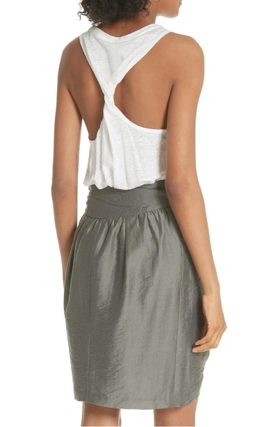 Shop Joie Rayson Twist Back Linen Tank Top In Porcelain