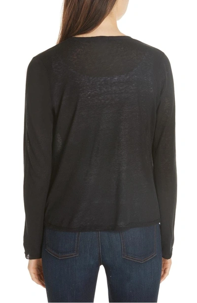 Shop Eileen Fisher Angle Front Silk Blend Cardigan In Black