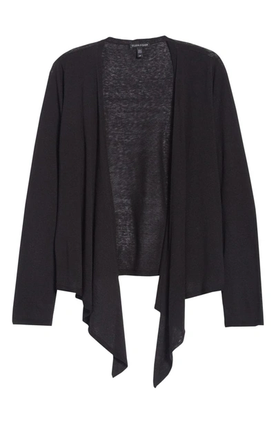 Shop Eileen Fisher Angle Front Silk Blend Cardigan In Black