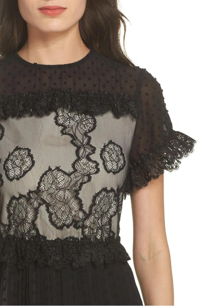 Shop Foxiedox Melita Tiered Lace Dress In Black W/ Black Lace