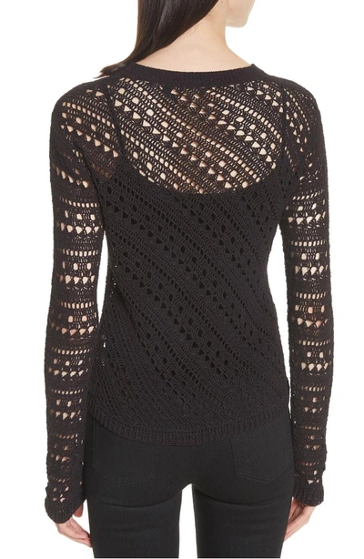 Shop Theory Crewneck Crochet Sweater In Black Multi
