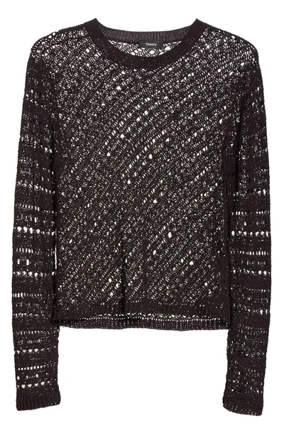 Shop Theory Crewneck Crochet Sweater In Black Multi