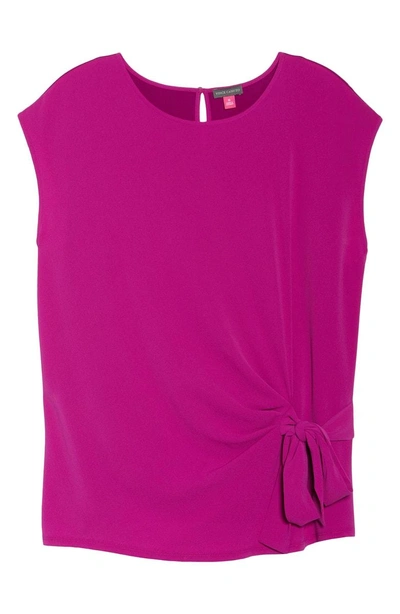 Shop Vince Camuto Mixed Media Tie Front Blouse In Fuchsia Fury