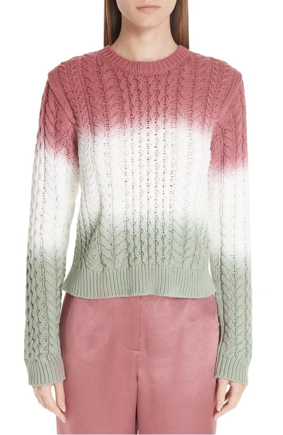 Shop Sies Marjan Dip Dye Cable Knit Sweater In Dark Salmon/ Dusty Green
