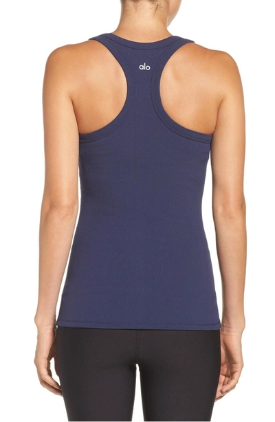 Shop Alo Yoga Support Ribbed Racerback Tank In Rich Navy