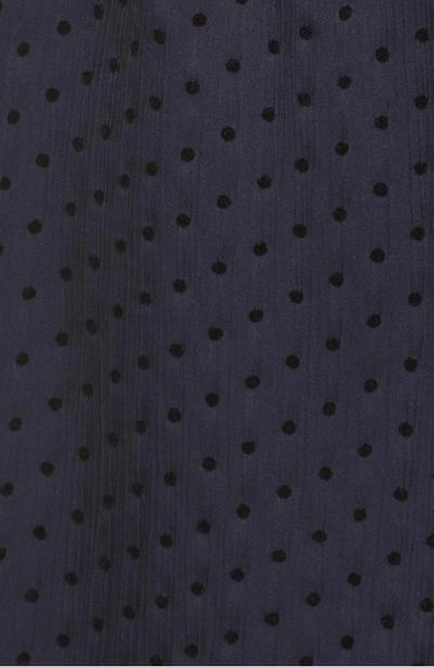 Shop Julia Jordan Tie Neck Dot Chiffon Dress In Navy/ Black Dot