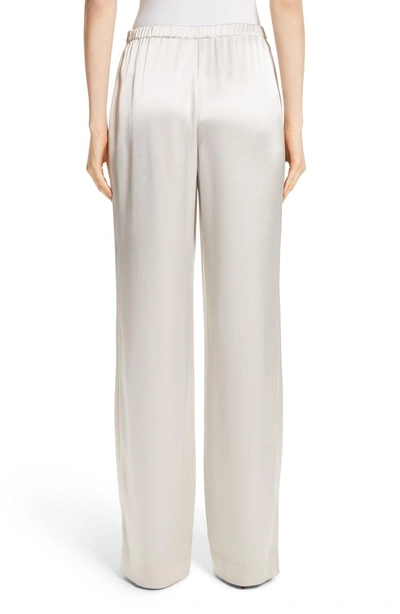 Shop St John Liquid Satin Pants In Platinum