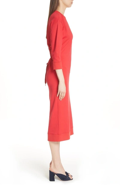 Shop Tibi Open Back Sweatshirt Dress In Red