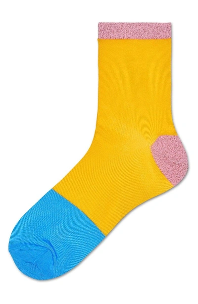 Shop Hysteria By Happy Socks Liza Sparkle Ankle Socks In Yellow