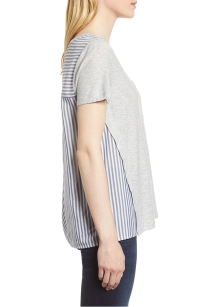 Shop Vince Camuto Mix Media Tee In Grey Heather