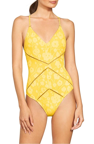 Shop Robin Piccone Tie Back One-piece Swimsuit In Marigold