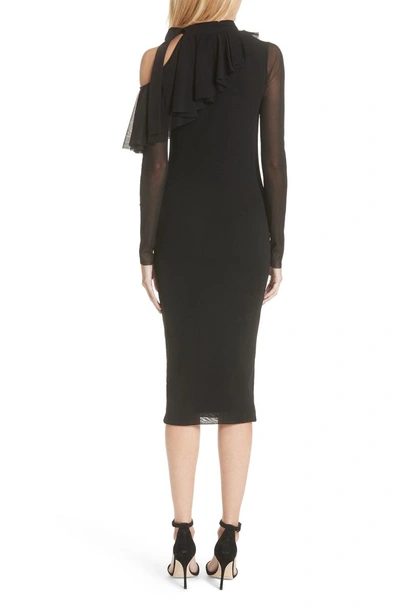 Shop Fuzzi Ruffle Neck One-shoulder Tulle Dress In Black