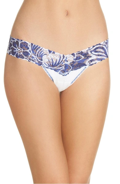 Shop Hanky Panky Print Low Rise Thong In White/ Hibiscus