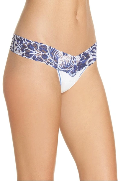 Shop Hanky Panky Print Low Rise Thong In White/ Hibiscus