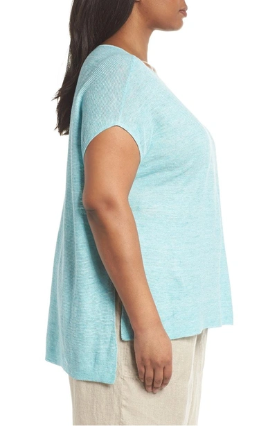 Shop Eileen Fisher Organic Linen Poncho In Pale Turquoise