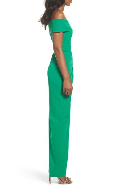 Shop Vince Camuto Off The Shoulder Crepe Gown In Green