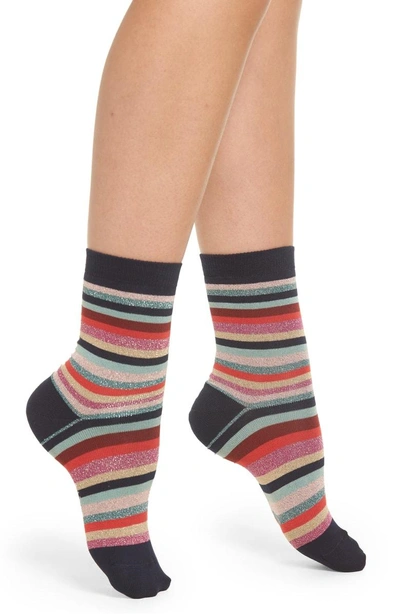 Shop Paul Smith Clarissa Swirl Stripe Crew Socks In Black