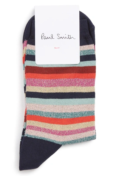 Shop Paul Smith Clarissa Swirl Stripe Crew Socks In Black