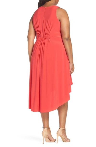 Shop Adrianna Papell Asymmetrical Matte Jersey Dress In Geranium
