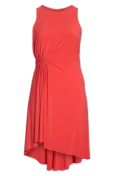 Shop Adrianna Papell Asymmetrical Matte Jersey Dress In Geranium