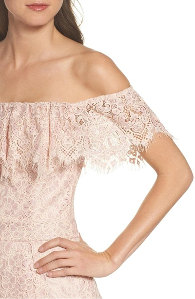 Shop Julia Jordan Off The Shoulder Lace Dress In Dusty Pink