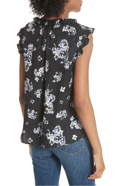 Shop Rebecca Taylor Hydrangea Tie Neck Silk Top In Black Combo