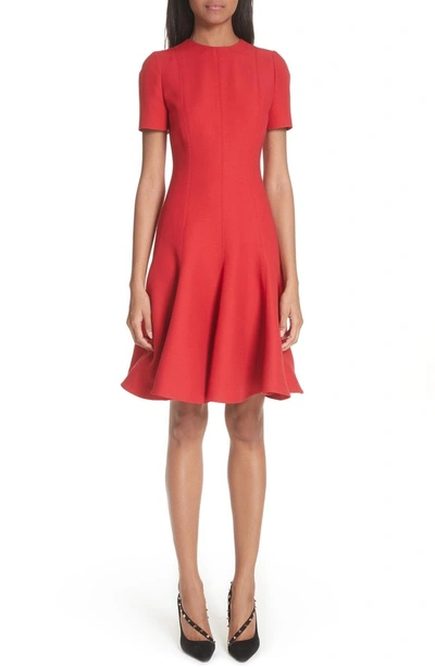 Shop Valentino Crepe A-line Dress In Red