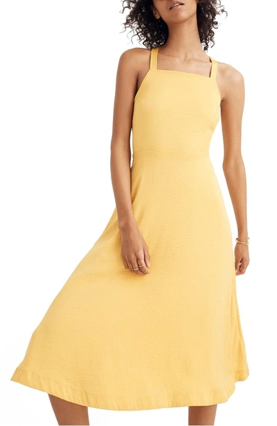 Shop Madewell Apron Crisscross Dress In Celestial Gold