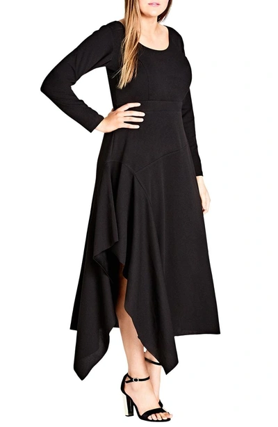 Shop City Chic Marvel Asymmetrical Maxi Dress In Black