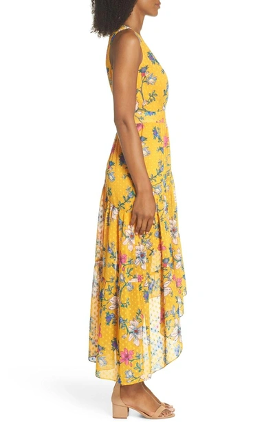 Shop Eliza J Sleeveless Asymmetrical Hem Midi Dress In Yellow