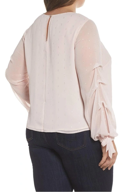Shop Vince Camuto Tiered Tie Cuff Chiffon Blouse In Pink Mist