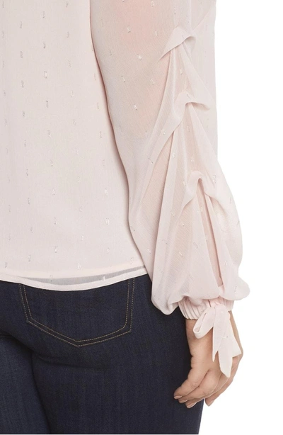 Shop Vince Camuto Tiered Tie Cuff Chiffon Blouse In Pink Mist
