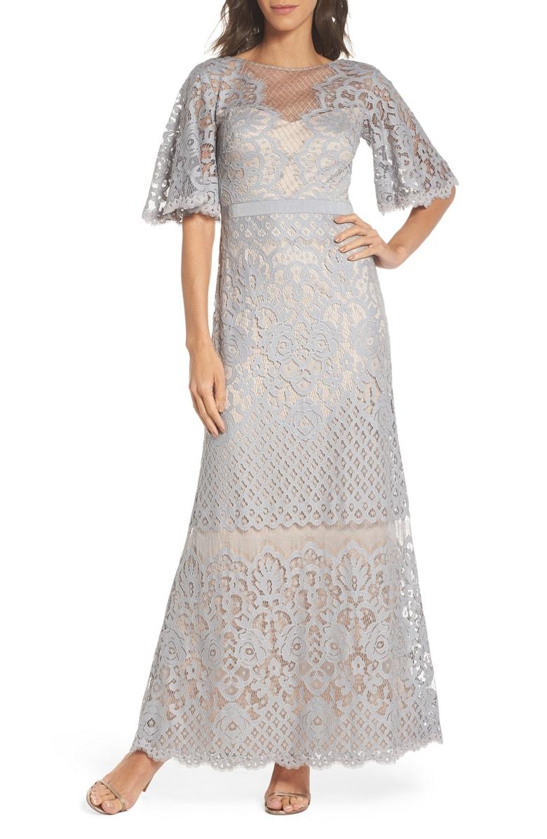 tadashi shoji latticework lace gown