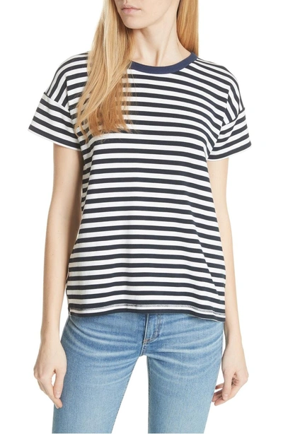 Shop Rag & Bone Kat Split Back Tee In White/ Navy